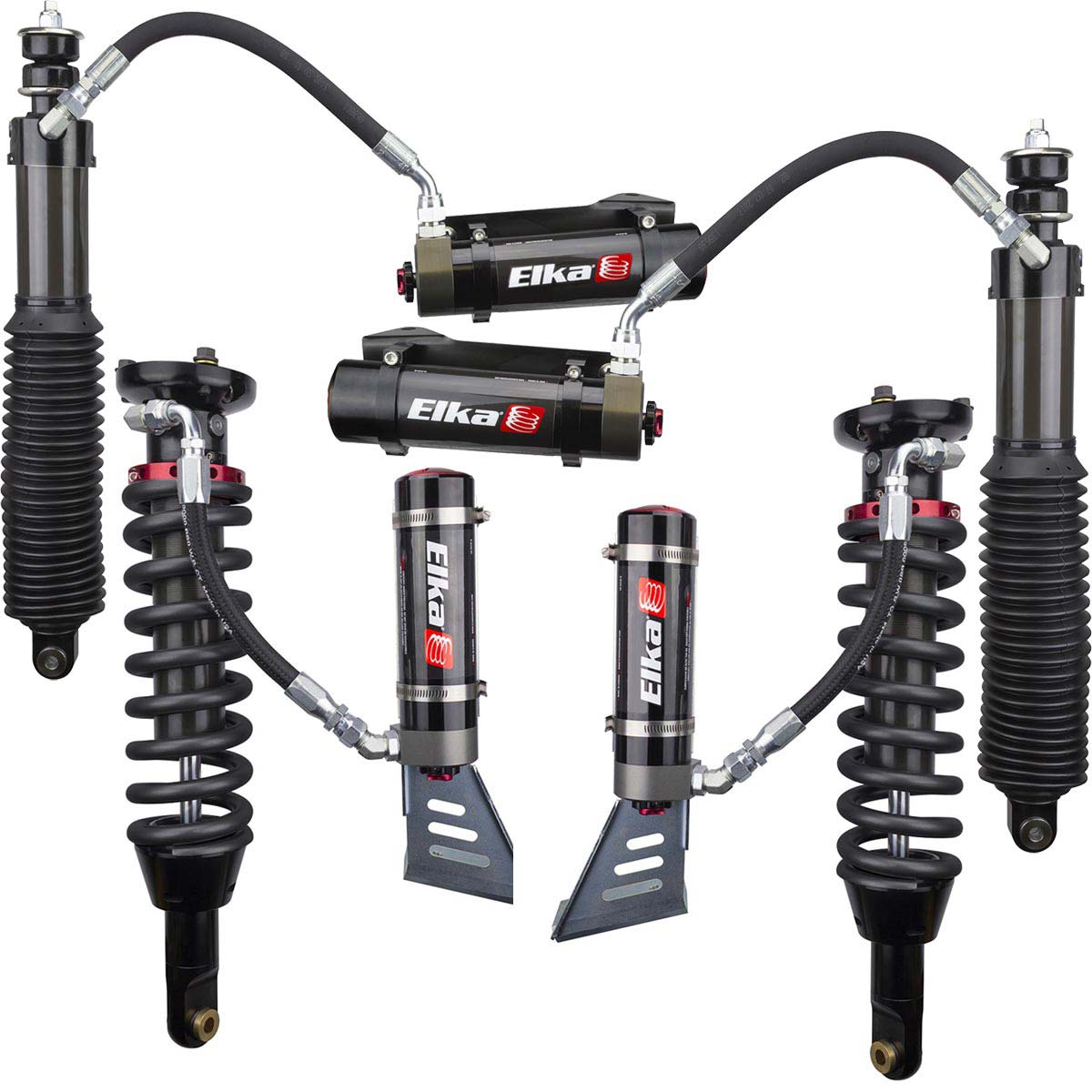 Elka Suspension 2.5 Dc Reservoir Front & Rear Shocks Kit For Toyota Fj Cruiser, 2011 To 2014 (2 In. To 3 In. Lift) - Sniper Custom Trucks